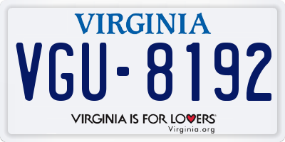 VA license plate VGU8192