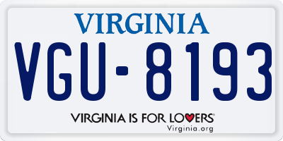 VA license plate VGU8193