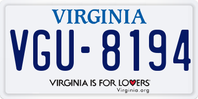 VA license plate VGU8194