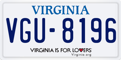 VA license plate VGU8196