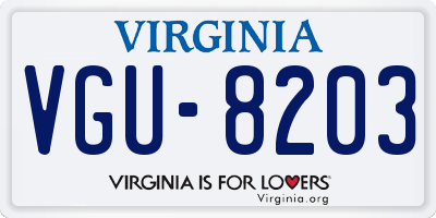 VA license plate VGU8203