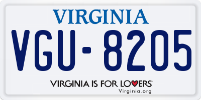 VA license plate VGU8205