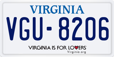VA license plate VGU8206