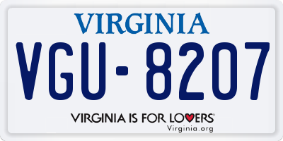 VA license plate VGU8207
