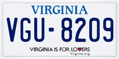 VA license plate VGU8209