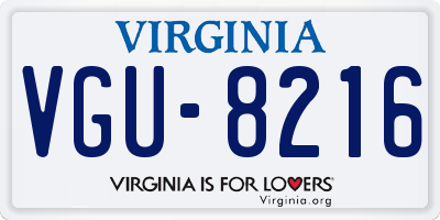 VA license plate VGU8216
