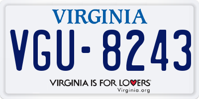 VA license plate VGU8243