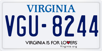 VA license plate VGU8244