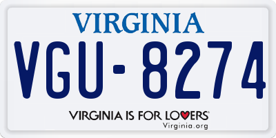 VA license plate VGU8274