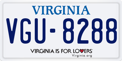 VA license plate VGU8288