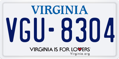 VA license plate VGU8304