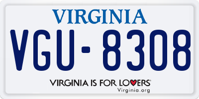 VA license plate VGU8308