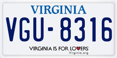 VA license plate VGU8316