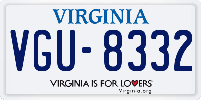 VA license plate VGU8332