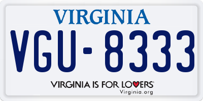 VA license plate VGU8333
