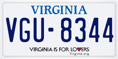 VA license plate VGU8344