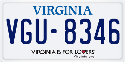 VA license plate VGU8346