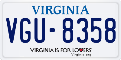 VA license plate VGU8358