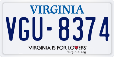 VA license plate VGU8374