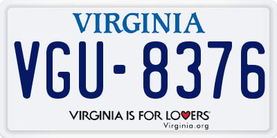 VA license plate VGU8376