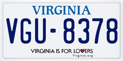 VA license plate VGU8378