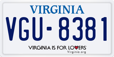 VA license plate VGU8381