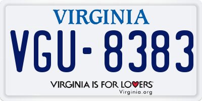 VA license plate VGU8383