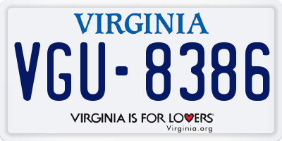 VA license plate VGU8386