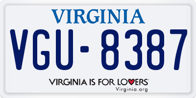 VA license plate VGU8387