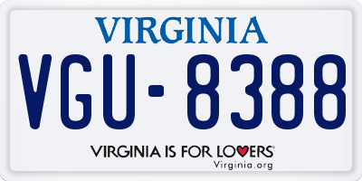 VA license plate VGU8388