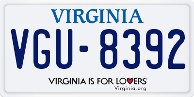 VA license plate VGU8392