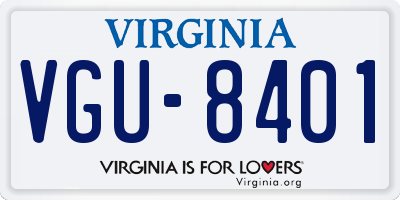 VA license plate VGU8401