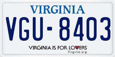VA license plate VGU8403