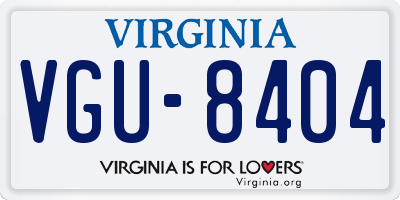 VA license plate VGU8404
