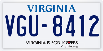VA license plate VGU8412