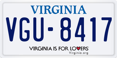 VA license plate VGU8417