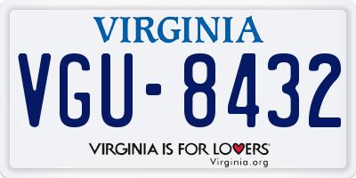 VA license plate VGU8432