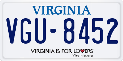 VA license plate VGU8452