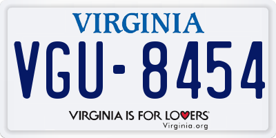 VA license plate VGU8454
