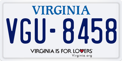 VA license plate VGU8458