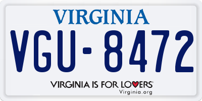 VA license plate VGU8472