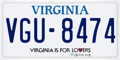VA license plate VGU8474