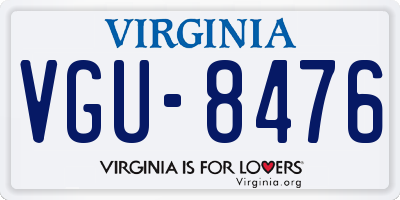 VA license plate VGU8476
