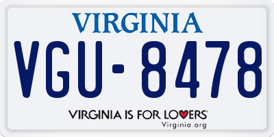 VA license plate VGU8478