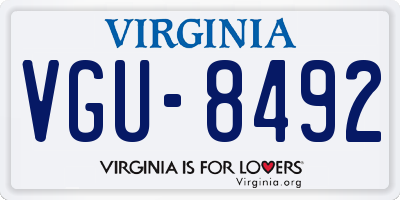 VA license plate VGU8492