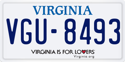VA license plate VGU8493