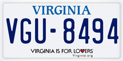 VA license plate VGU8494