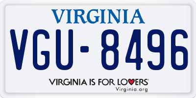 VA license plate VGU8496