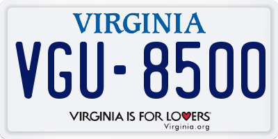 VA license plate VGU8500