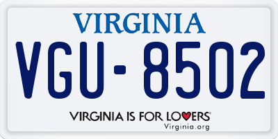 VA license plate VGU8502